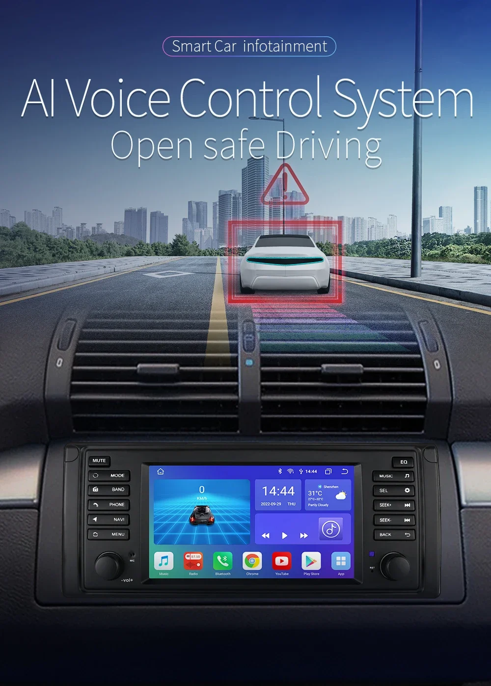 Hizpo 7'' Autoradio für BMW 5er E39 X5 E53 M5 Multimedia-Player CarPlay Android Auto GPS WiFi 4G FM RDS AI Sprachsteuerung Autoradio – Detail 3