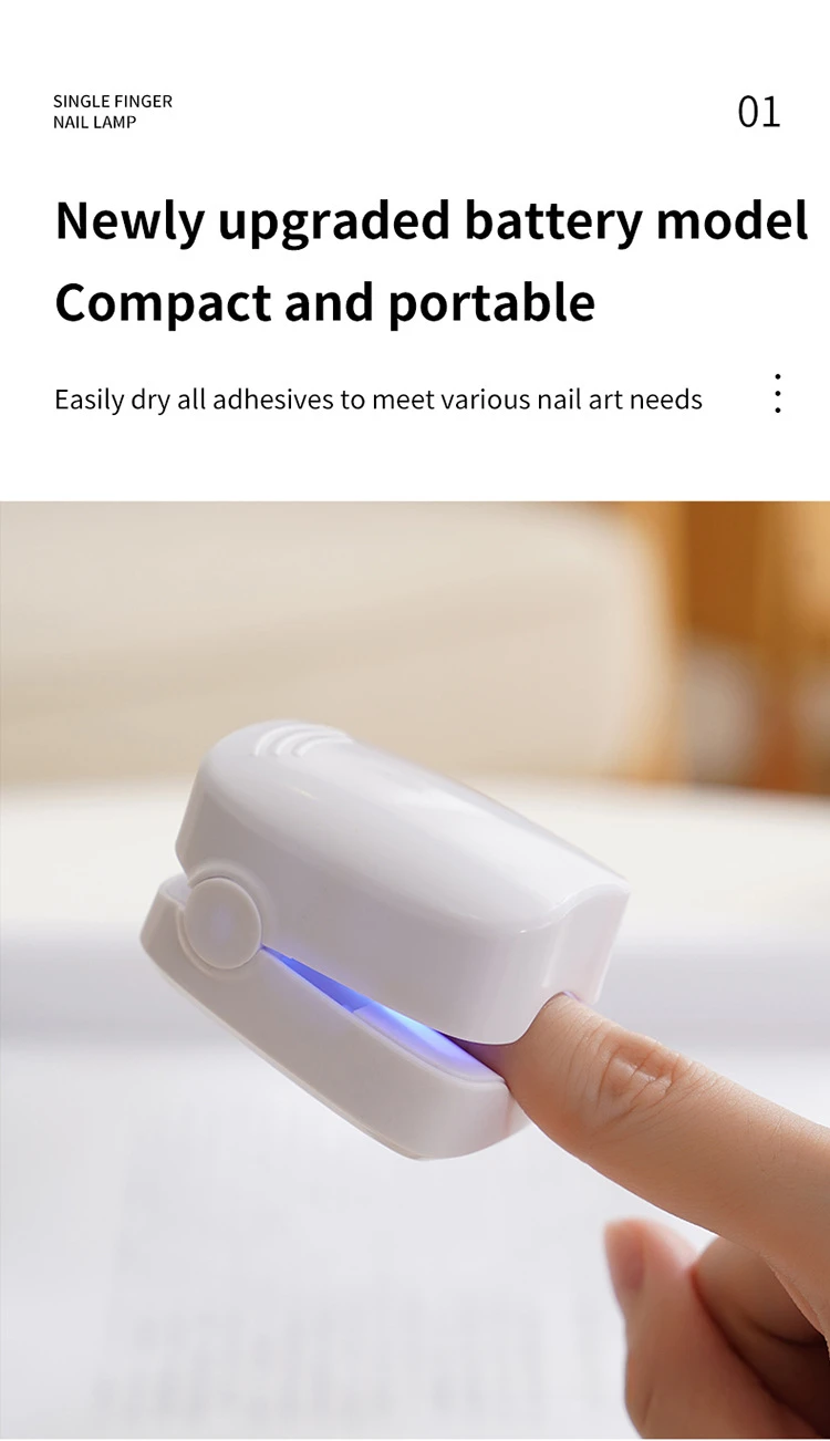 Description Picture 5 of itemPortable Mini Nail Dryers Ultraviolet Nail Lamp Single Finger USB Charging Model Hand-held Household Small Nail Polish Dryers