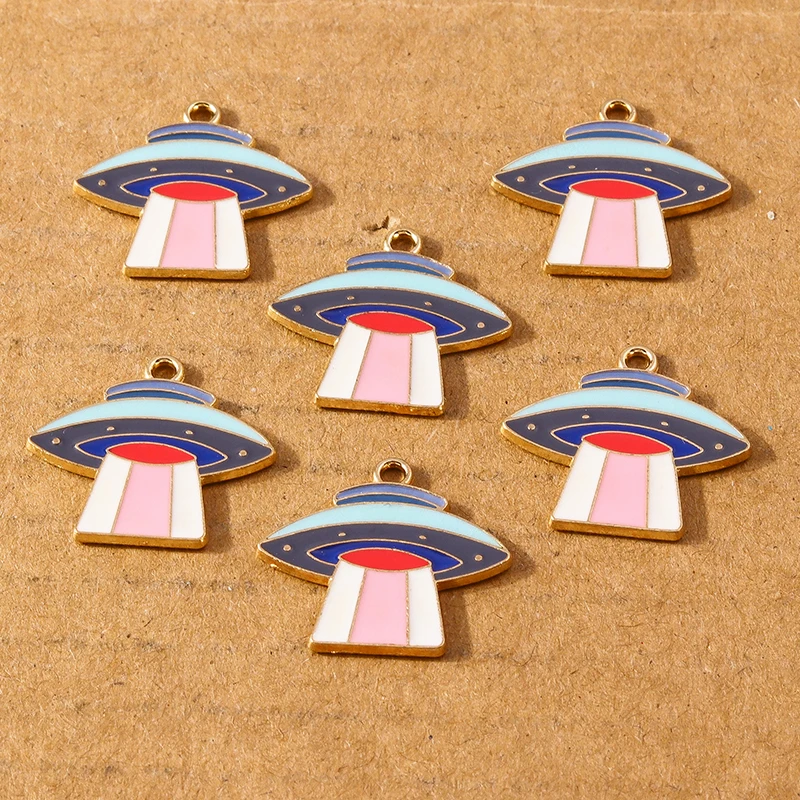 10 Stück 22*20mm Kreativer Alien UFO Charms Anhänger für DIY Ohrringe Halskette Armband Schmuckherstellung Zubehör Zubehör