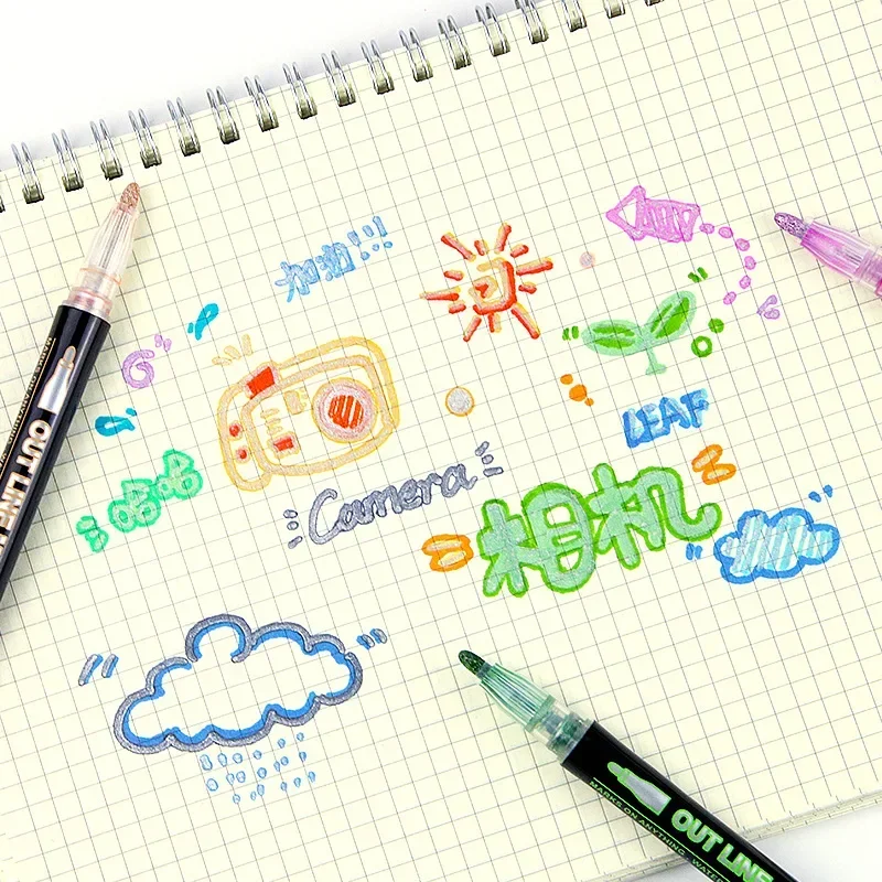 36-Color Double Line Outline Pens 3
