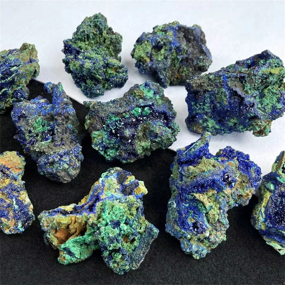 Natural Azurite Malachite Geode Quartz Crystal Geode Cluster Mineral Specimen Teaching Research Stone Collectible For Gift Decor 2