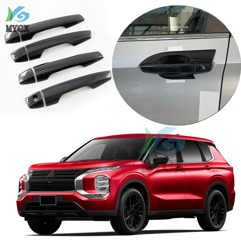 

RHD LHD For Mitsubishi Outlander 2022 2023 ABS chrome carbonfiber Car Side Door Handle bowl Catch Cover Protection Trim