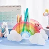 Rainbow Cactus Shape Acrylic Pen Holder Cute Multi Compartments Pencil Box Kids Desktop Stationery Organizer Decoration 1