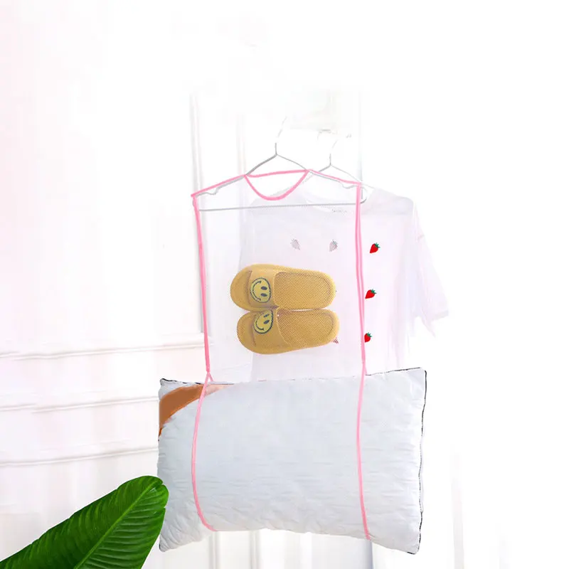 1PC Folding Drying Net Pocket Home Tanning Pillow Mesh Bag Special Drying Rack Lazy Sun Doll Windproof Storage Net Pocket 6