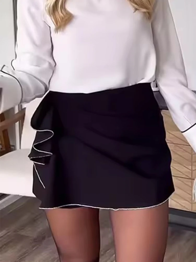 Elegant Bright Bead High Waist Mini Skirt Women Fashion Pleated Skirt Shorts Woman Y2k Streetwear Y2K Casual Ladies Skorts ﻿