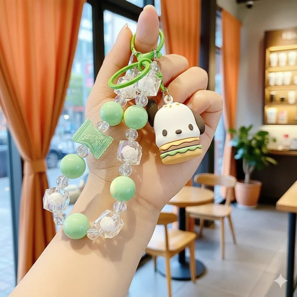iigen Kawaii Sanrio 헬로 키티 시나모롤 휴대폰 체인 귀여운 캔디 쿠로미 헬로 키티 끈 키체인 배낭 펜던트