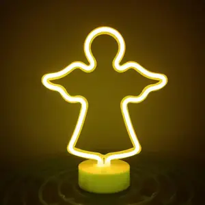 Декоративная неоновая светодиодная лампа, яркая неоновая лампа в виде ангела с питанием от Usb, работающая от аккумулятора