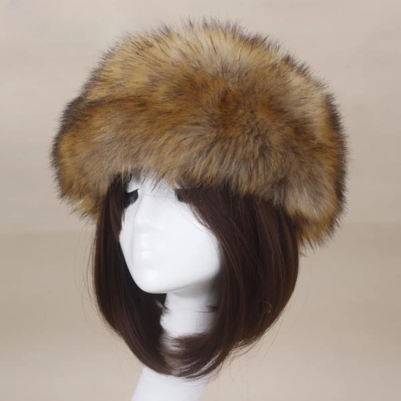 Winter Thick Furry Hairband Fluffy Russian Faux Fur Women Girl Fur Headband Hat Outdoor Earwarmer Ski Hats