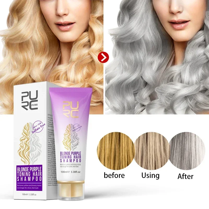 Hair Care Blonde Purple Hair Shampoo Removes Yellow and Brassy Tones Silver Ash Look Purple Hair Shampoo Professional be hair be color 12 minute blonde red краска для волос тон 7 6 средний блондин красный 100 мл