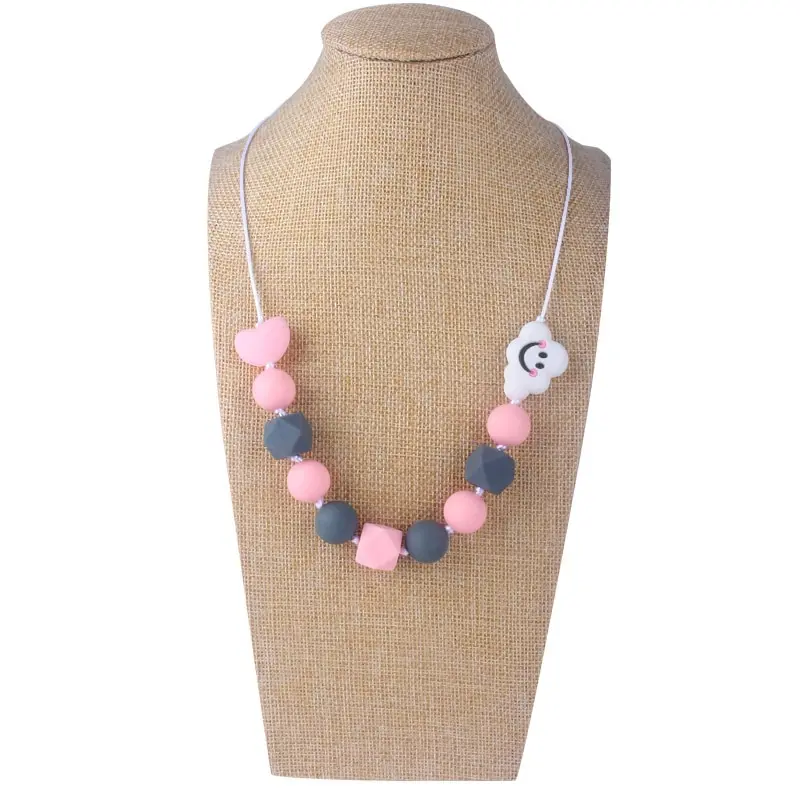 

Baby Teething Toy Silicone Training Teethers Cartoon Pendant Necklace Nursing Chewing Beads For Baby Shower Gift