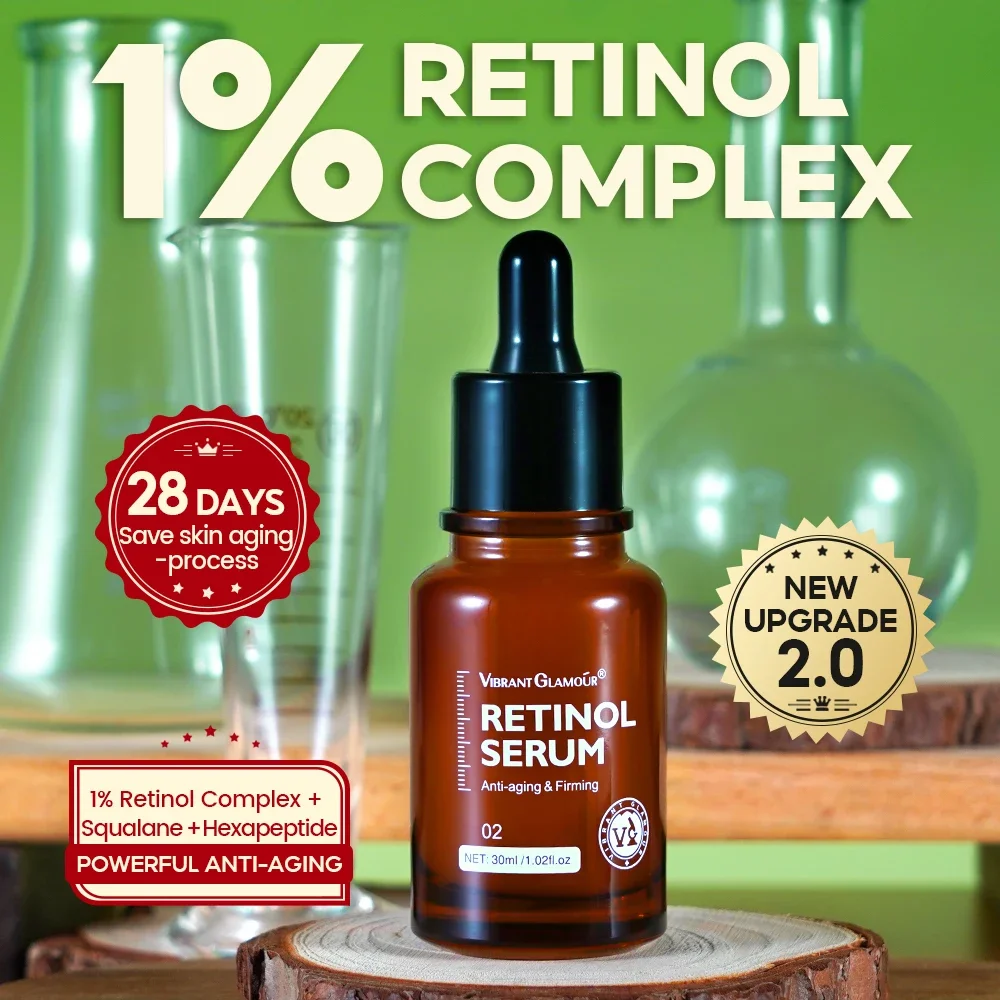 VIBRANT GLAMOUR Natural Retinol Sets VA Anti Aging Whitening Renewing Skin Hyaluronic Acid Reduce Fine Lines 4PCS
