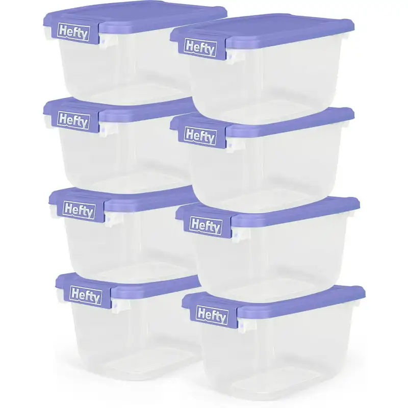 

Clear Storage Bin with Blue Lid, 8 Pack