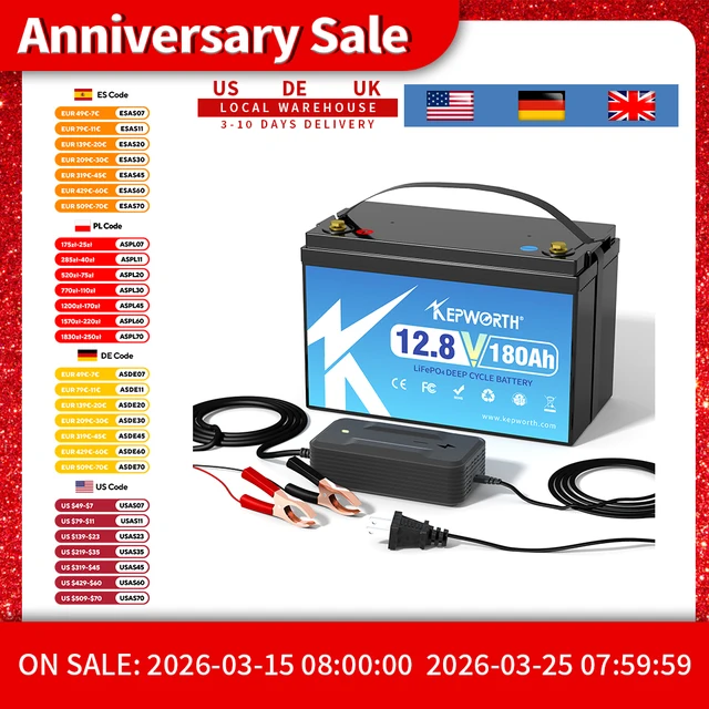 Batterie à Cycle profond 12V 180Ah LiFePO4 Phosphate de fer au Lithium de qualité a pour moteur de pêche à la traîne solaire de bateau RV-énergie Rechargeable 1
