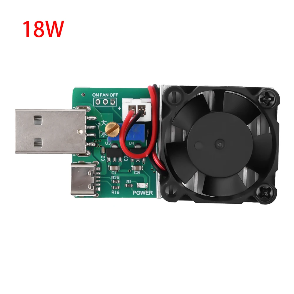 18W 22.5W Electronic Test Load Resistor USB Interface Battery Discharge Capacity Tester with Fan Adjustable Current Module Tool 5
