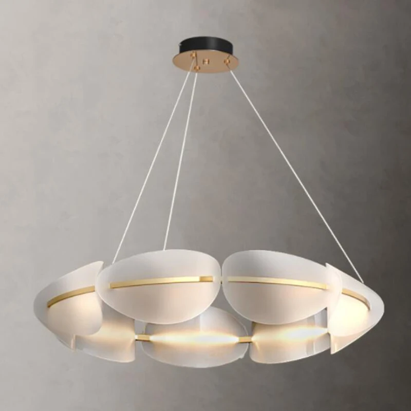

Nordic creative modern living room simple personality dining room bedroom living room light luxury LED ring petal chandelier