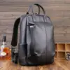 2024 New Brand Fashion Genuine Leather Men Woven Backpacks Real Natural Leather Student Backpack Boy Luxury Computer Laptop Bag 2