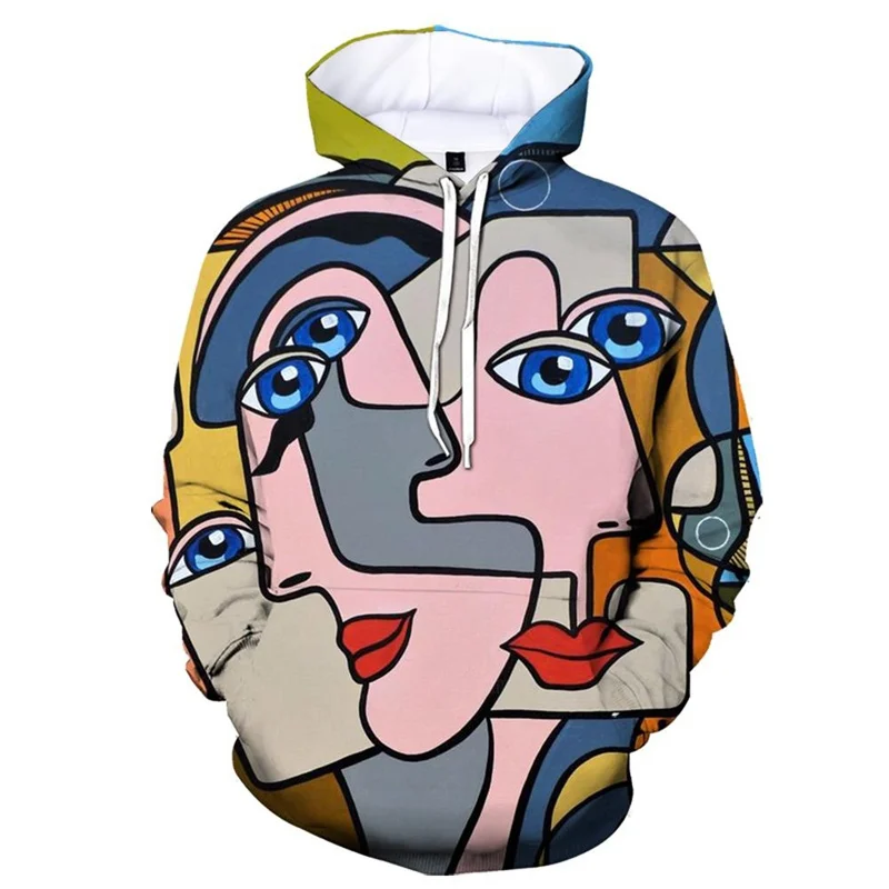 thumbnail image 1 of Sudadera con capucha con estampado 3D de arte abstracto y grafiti para hombre, sudadera holgada informal de manga larga con patrón de personalidad, sudaderas con capucha de calle, 1 of 5