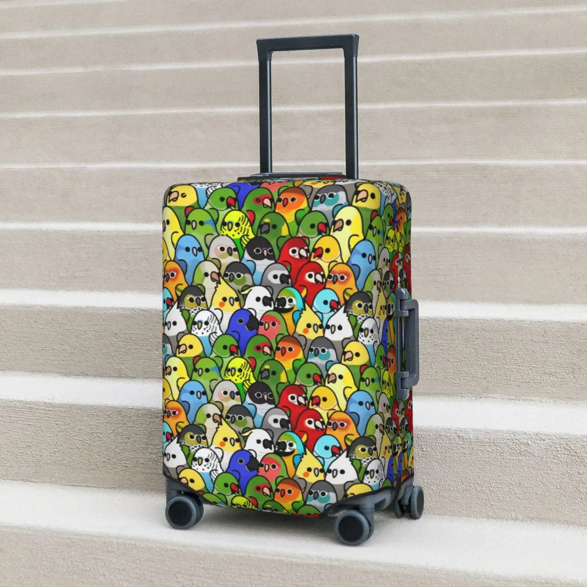 Birds Pattern Suitcase Cover Animal Parakeet Cute Vacation Travel Strectch Luggage Case Protection