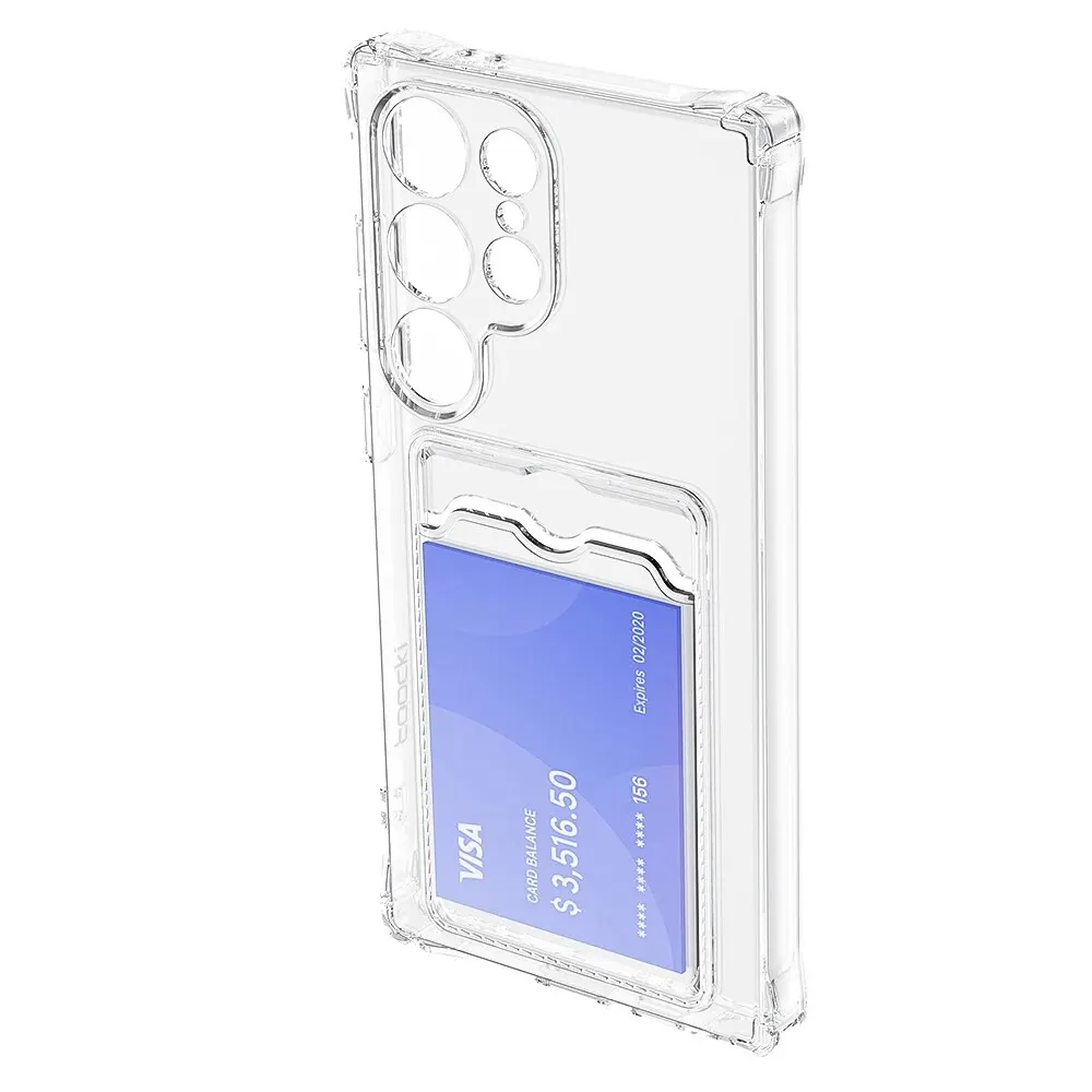 Toocki Transparent Shockproof Wallet Phone Case with Silicone Cover
