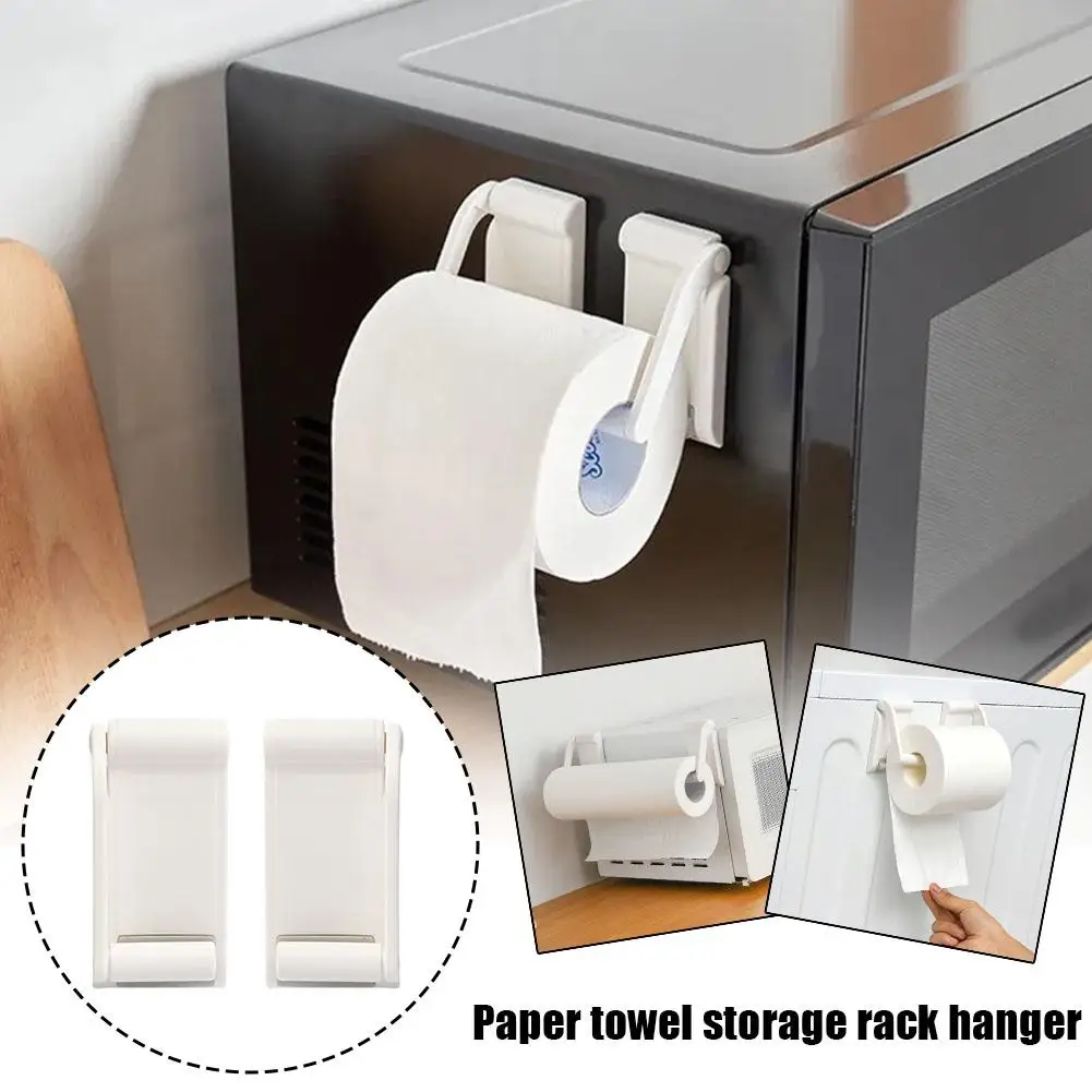Household Magnetic Paper Towel Holder Kitchen Hanger Film Rack Storage Cling Dishcloth Punch-free Roll Holder Paper paper towel holder