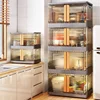 Double-door Kitchen Cabinet Home Kitchen Furniture Multi-functional Folding Storage Cabinet Living Room Snack Storage Box T 2