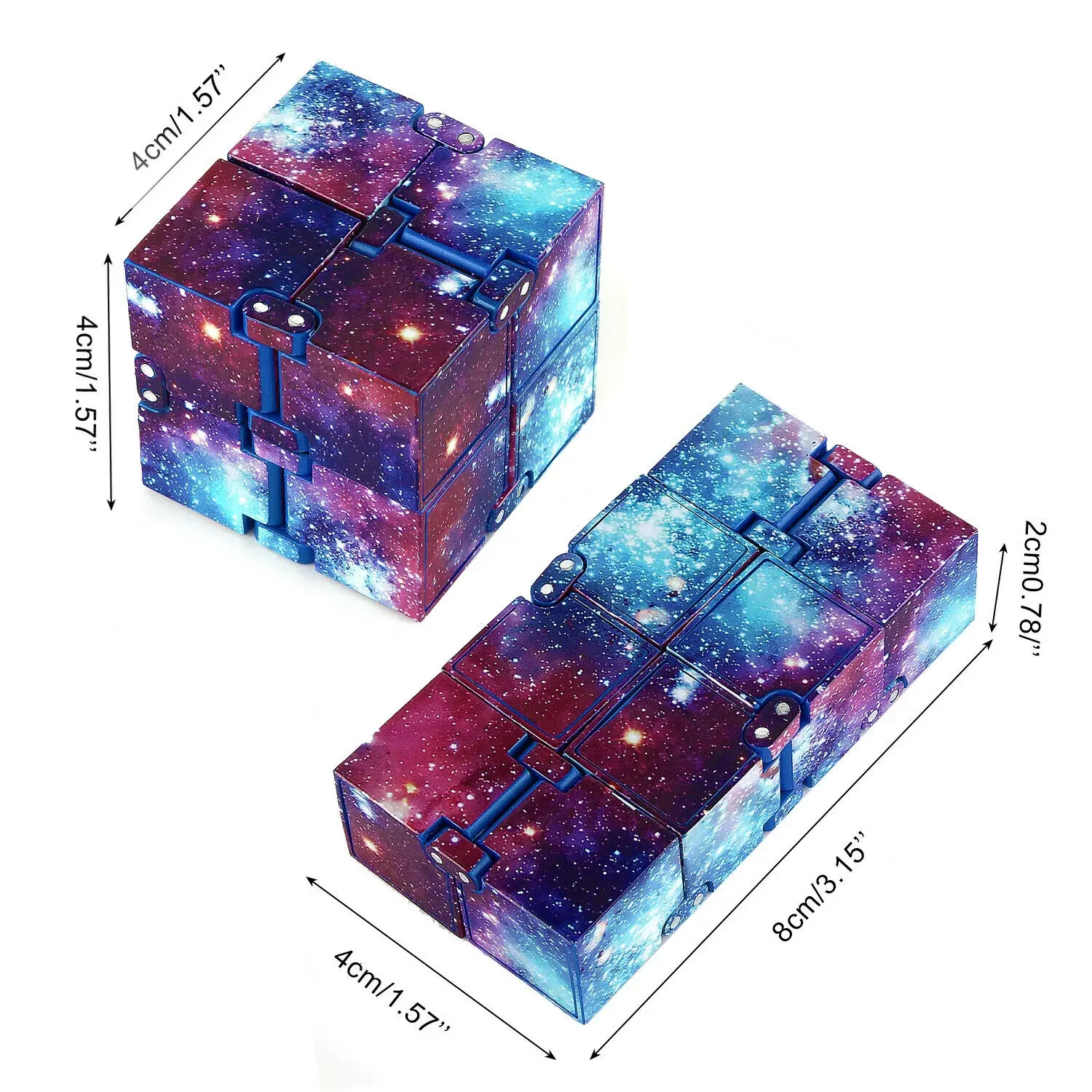 Mini Fidget Block Infinity Cube Galaxy Space Sensory Desk Toy Fidget Block Magic Puzzle Flip Cube for Teens Adult Birthday Gifts