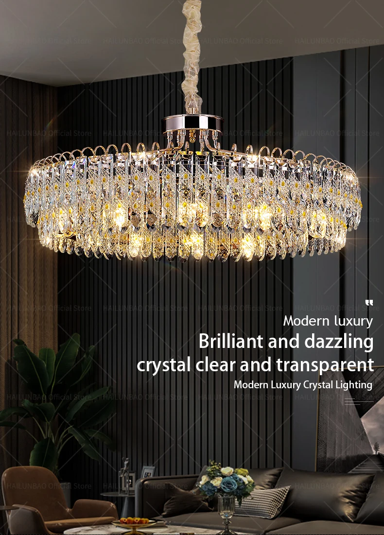 Description Picture 2 of itemLight Luxury Living Room Chandelier Crystal Restaurant Light Modern Simple High-End Atmosphere Hotel Lobby Crystal Main Light