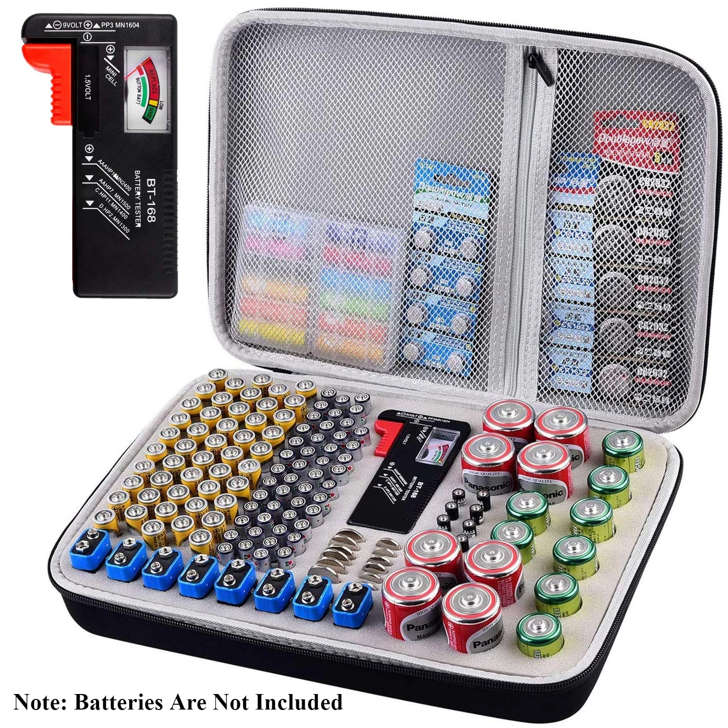 Advanced Battery Organizer Storage Case with Built-in Tester - Holds Up to 225 Batteries