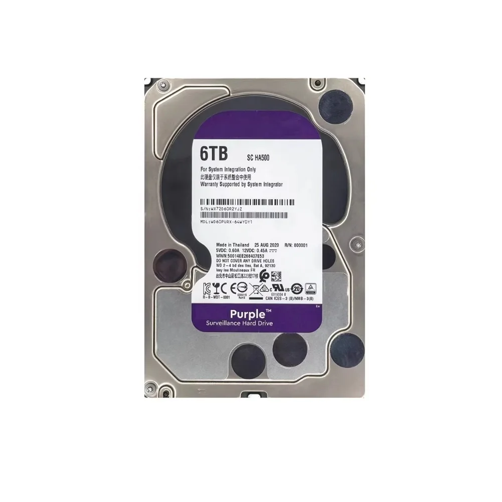 New Purple HDD WD60PURX 6TB Surveillance Internal Hard Drive OEM