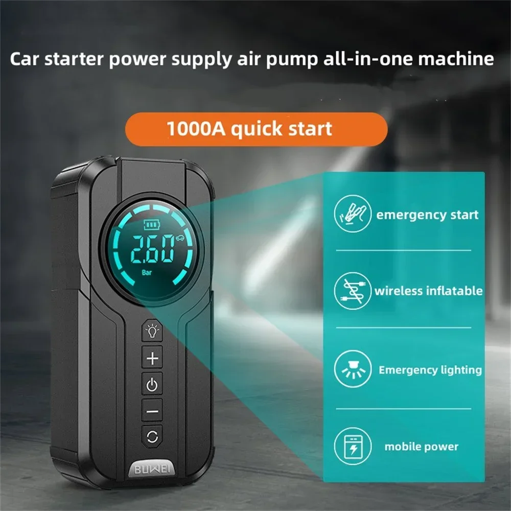 All In One Portable Charger Power Bank Professional Car Battery Starter-Emergency Car Jump Starter With 150PSI Inflation Pump