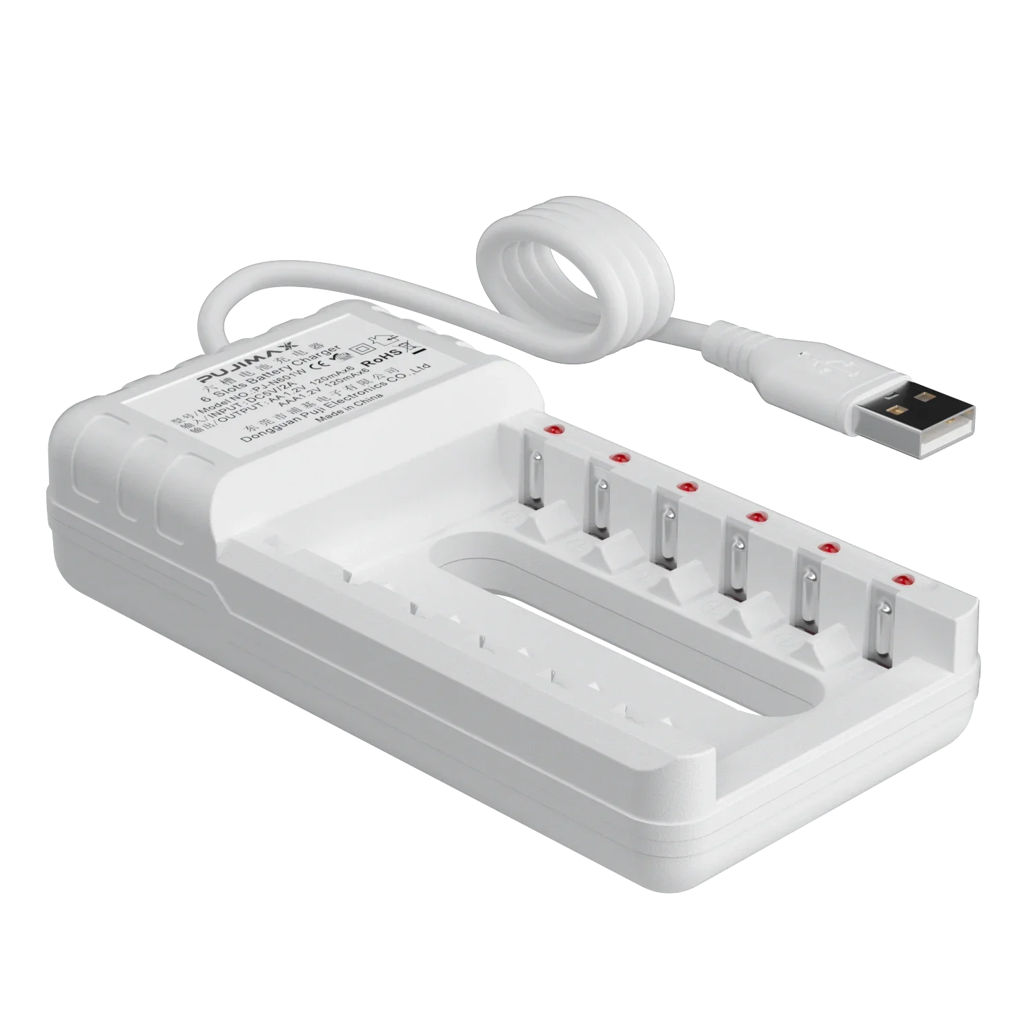 Intelligent 6-Slot Battery Charger USB Plug For AA/AAA 1.2V Ni-MH Ni-Cd Rechargeable Batteries Charging Station Portable Durable Charger Adapter Battery Charger Fast Charger Battery Charger Adapter