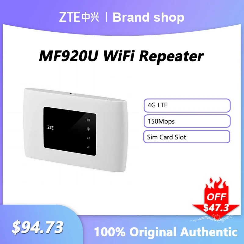 OriginalUnlockedZTEMF920UWiFiRepeater150Mbps4GLTERouter