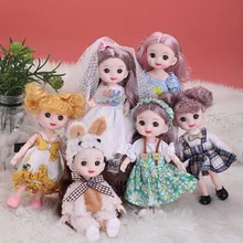 

6pcs Gift Box BJD 16cm Doll 1/12 Round Face Toys 13 Movable Joints Fashion Cute Make-up Toy New Dress Up Dolls Set Gifts
