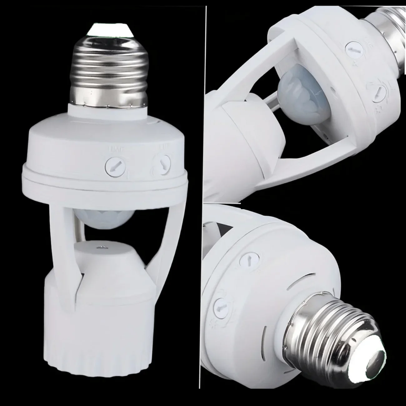 E27 Light Socket Holder PIR Induction Motion Sensor Adapter Lamp Base Auto Switch Adjustable Delay Time Bulb 85V-265V for Home