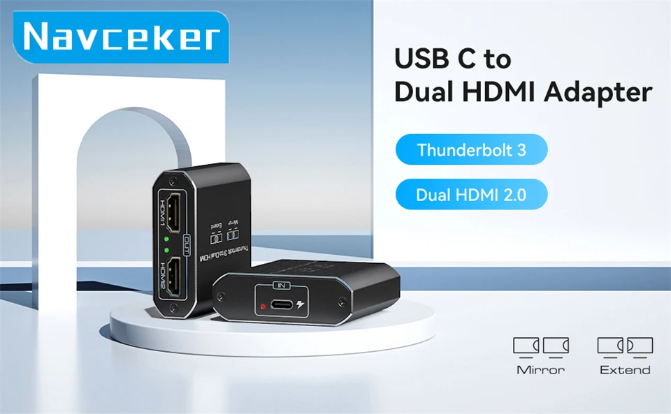 4K 60Hz Thunderbolt 3 to Dual HDMI Adapter USB C Type C to HDMI Hub Splitter 1 I