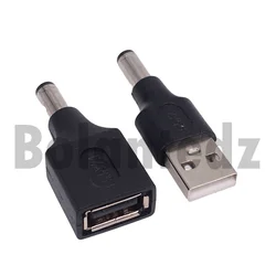 Universal USB to DC Power Adapter Connector - 5.5x2.1mm Jack for Router, Mini Fan, Speaker (1 Pair)