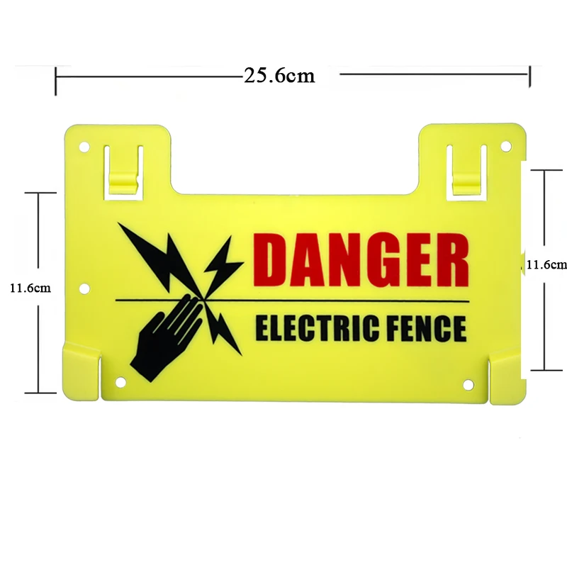 5PCS Electric Fence Yellow Big Warning Signs Plastic Electric Fence Safe Sign Caution Warning Sign for Farm Animals Danger Board