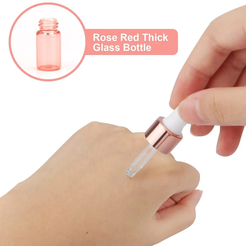 20PCS 1ml 2ml 3ml 5ml Transparent Glass Sample Dropper Bottle Refillable Empty Mini Essential Oil Containers Reagent Pipettes