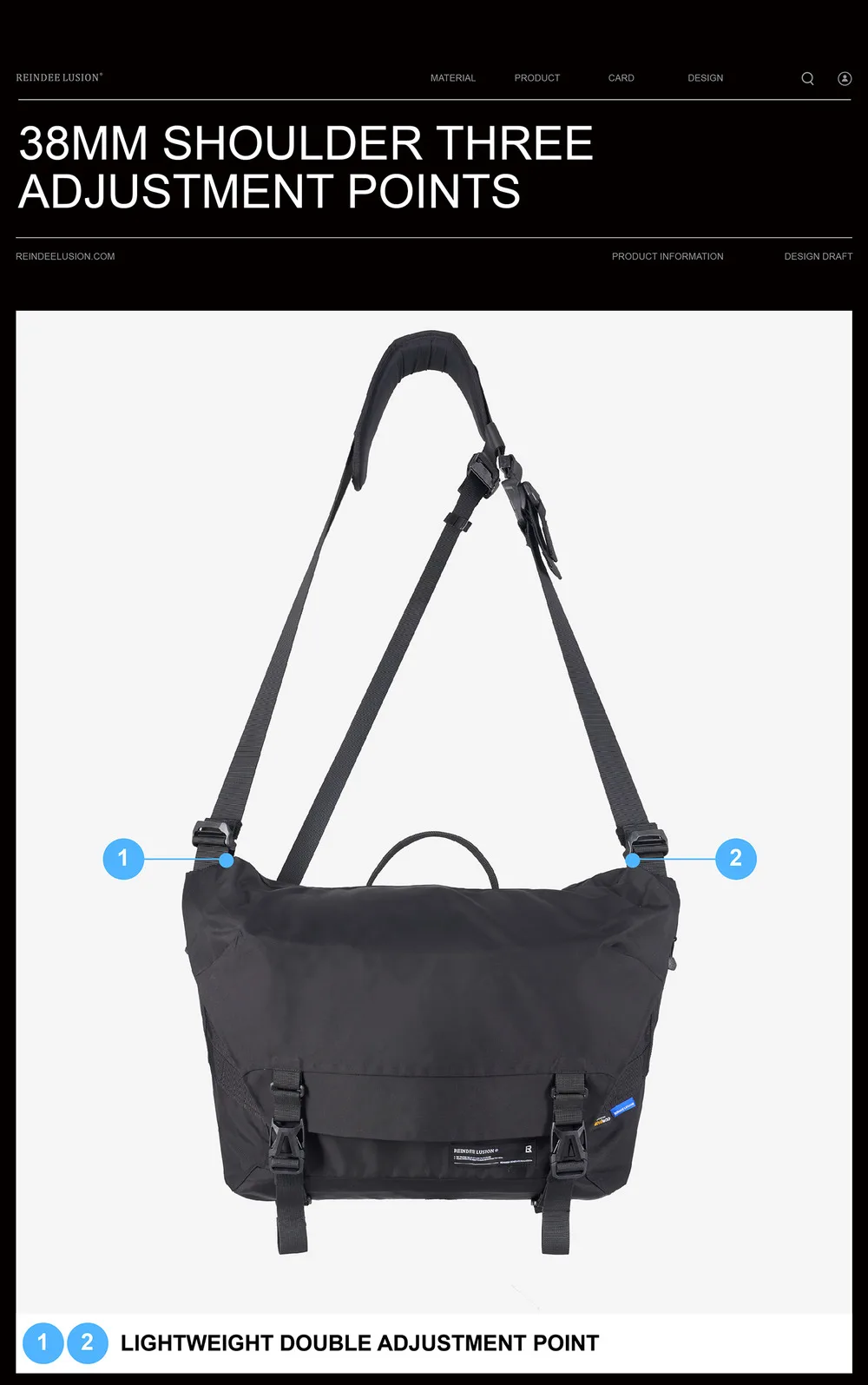 Reindee Lusion 24ss Waterproof cd material shoulder bag set molle pad modul expansion accessories techwear