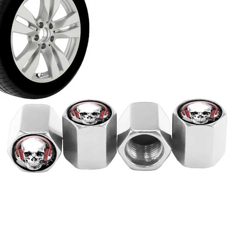 

Tire Valve Stem Caps Aluminum Alloy Skull Shape Tire Caps For Car Universal Rustproof 4pcs Tire Valve Caps For Truck Vehicle
