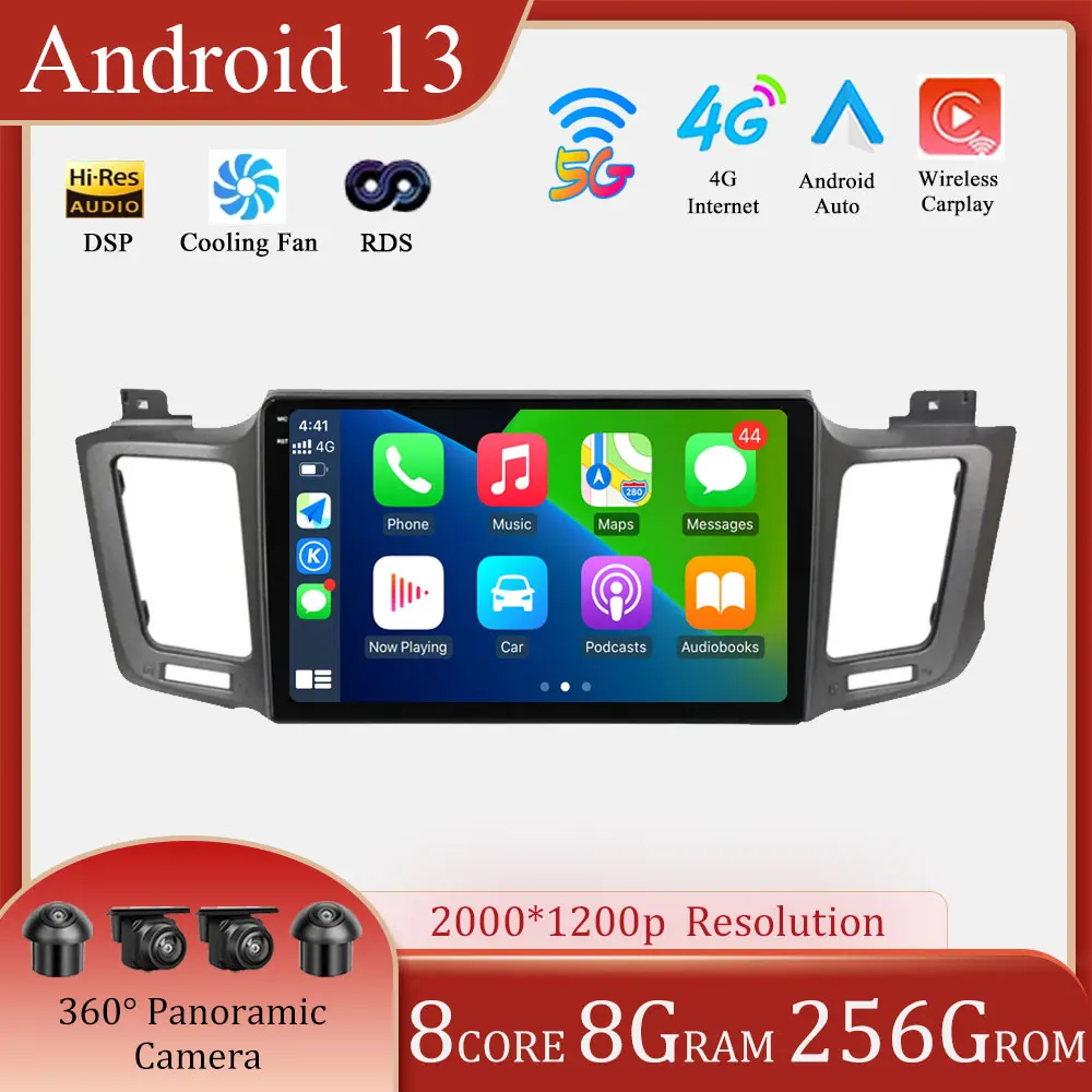

For Toyota RAV4 2012 – 2018 Car Radio Multimedia Player Navigation GPS Carplay 4G WIFI QLED Screen 10.1inch Android 13