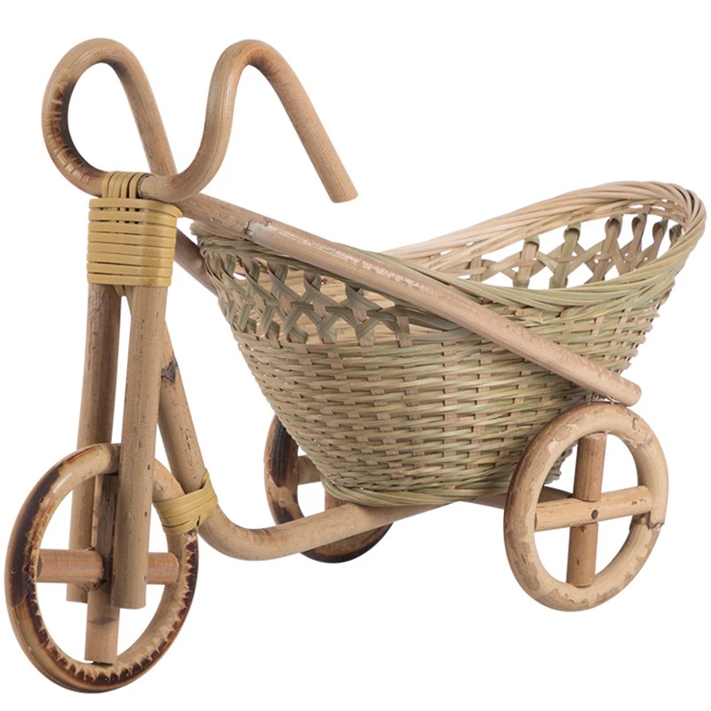 

Promotion! Bamboo Handmade Woven Straw Fruit Basket Wicker Rattan Food Bread Organizer Kitchen Decorative Bicycle Gift Neatening