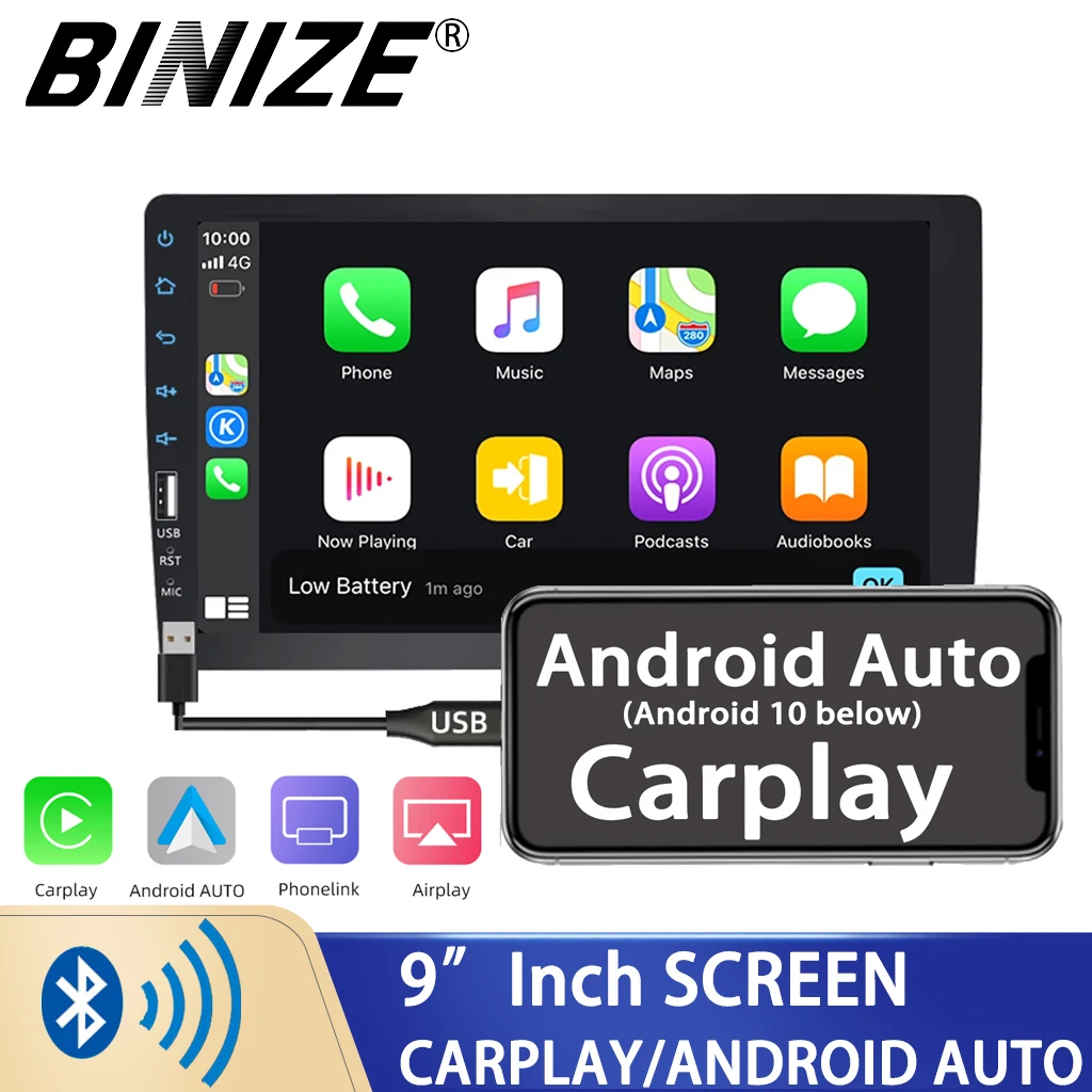 Binize Car Stereo Radio Compatible With Apple Carplay Android Auto 9