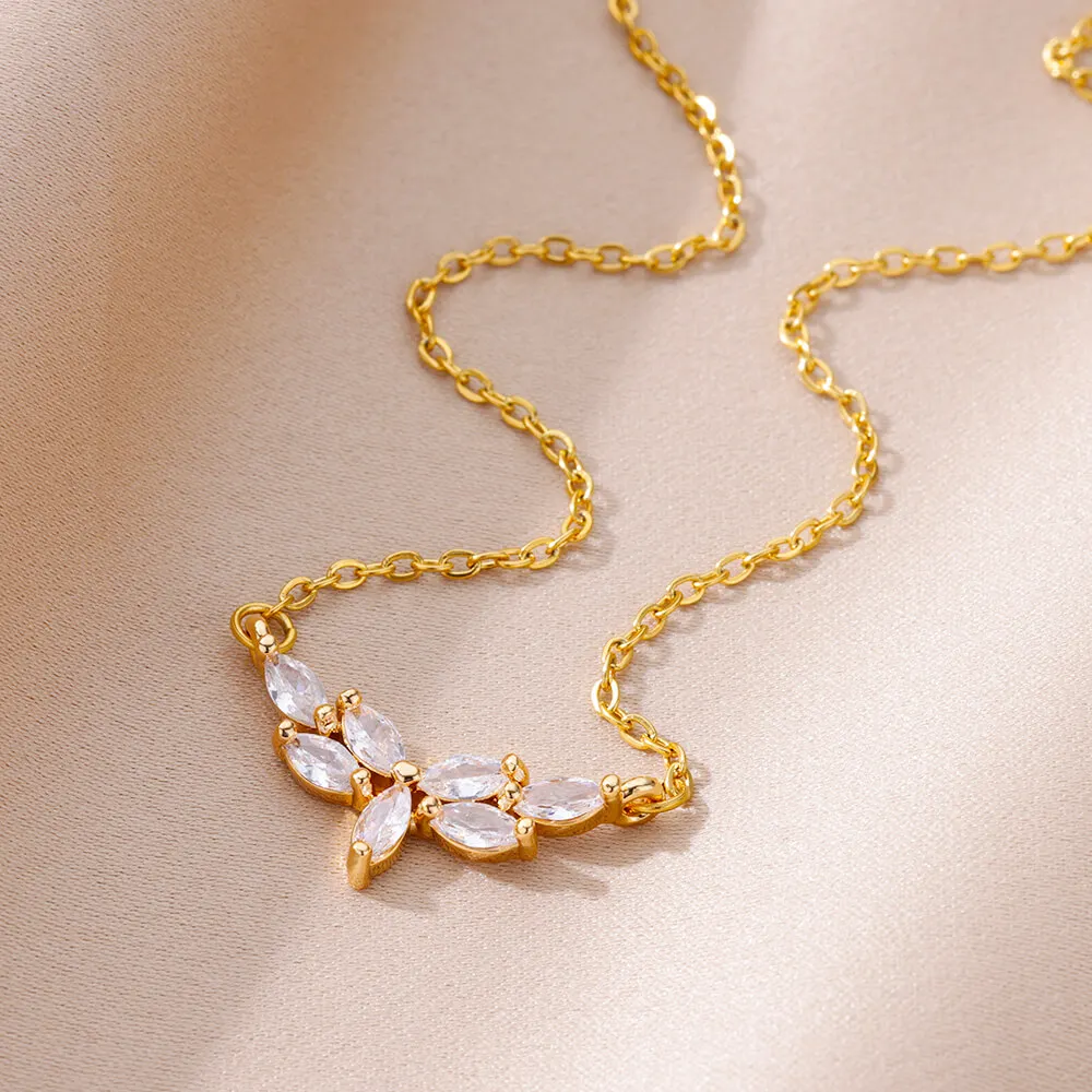 Vine Water Drop Necklaces Gold Color For Women