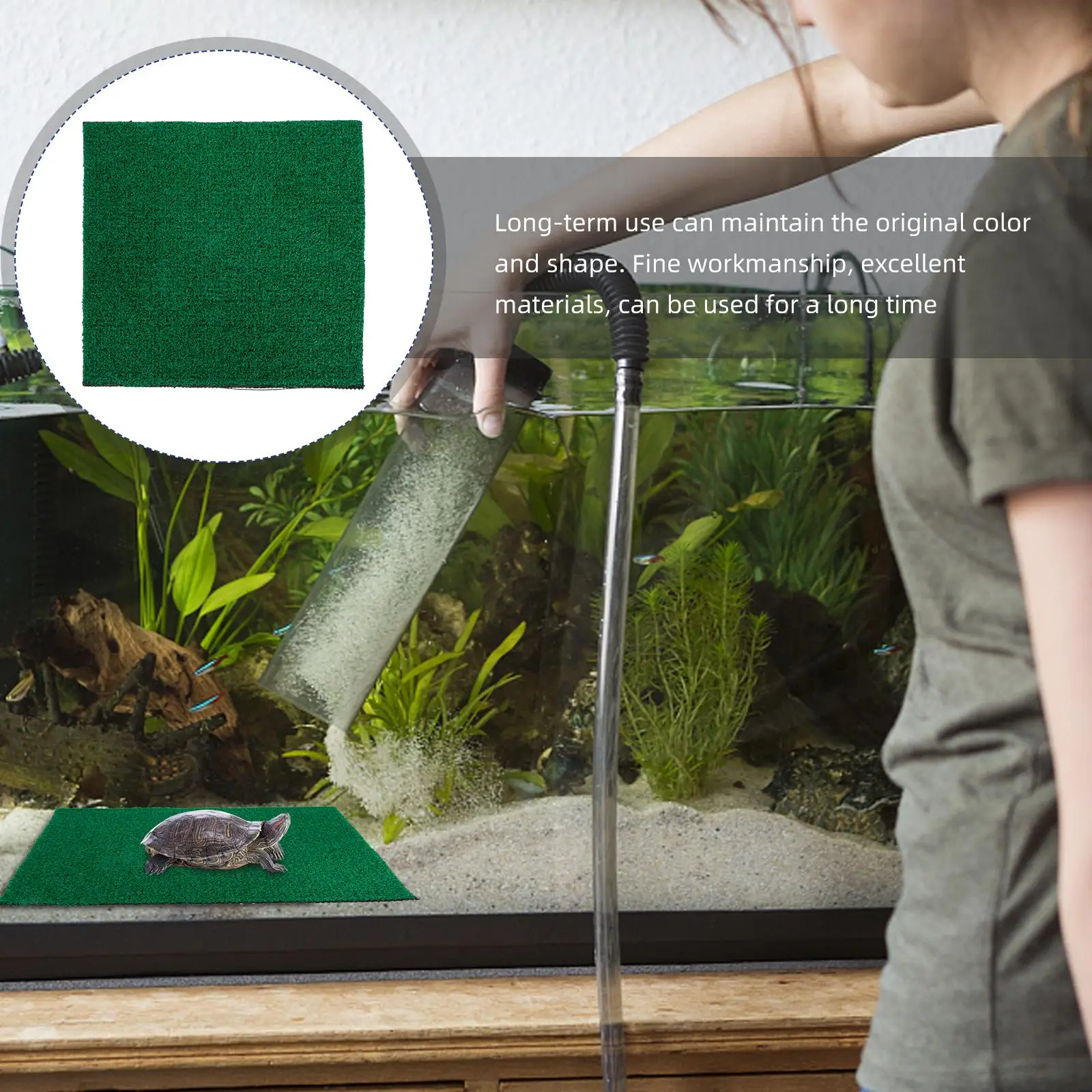 Artificial Grass Turf Mat 30X30cm Fish Tank DecorTurtle Resin Lawn Basking Platform Home Landscaping Pet Supplies 6