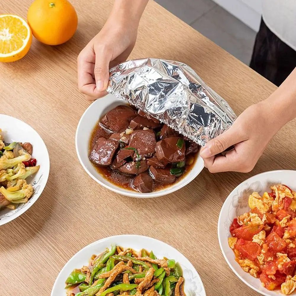 10Pcs Reusable Aluminum Foil Bowl Cover Food Grade Refrigerator Accessories Saran Wrap Fresh-keeping Plastic Bag Universal