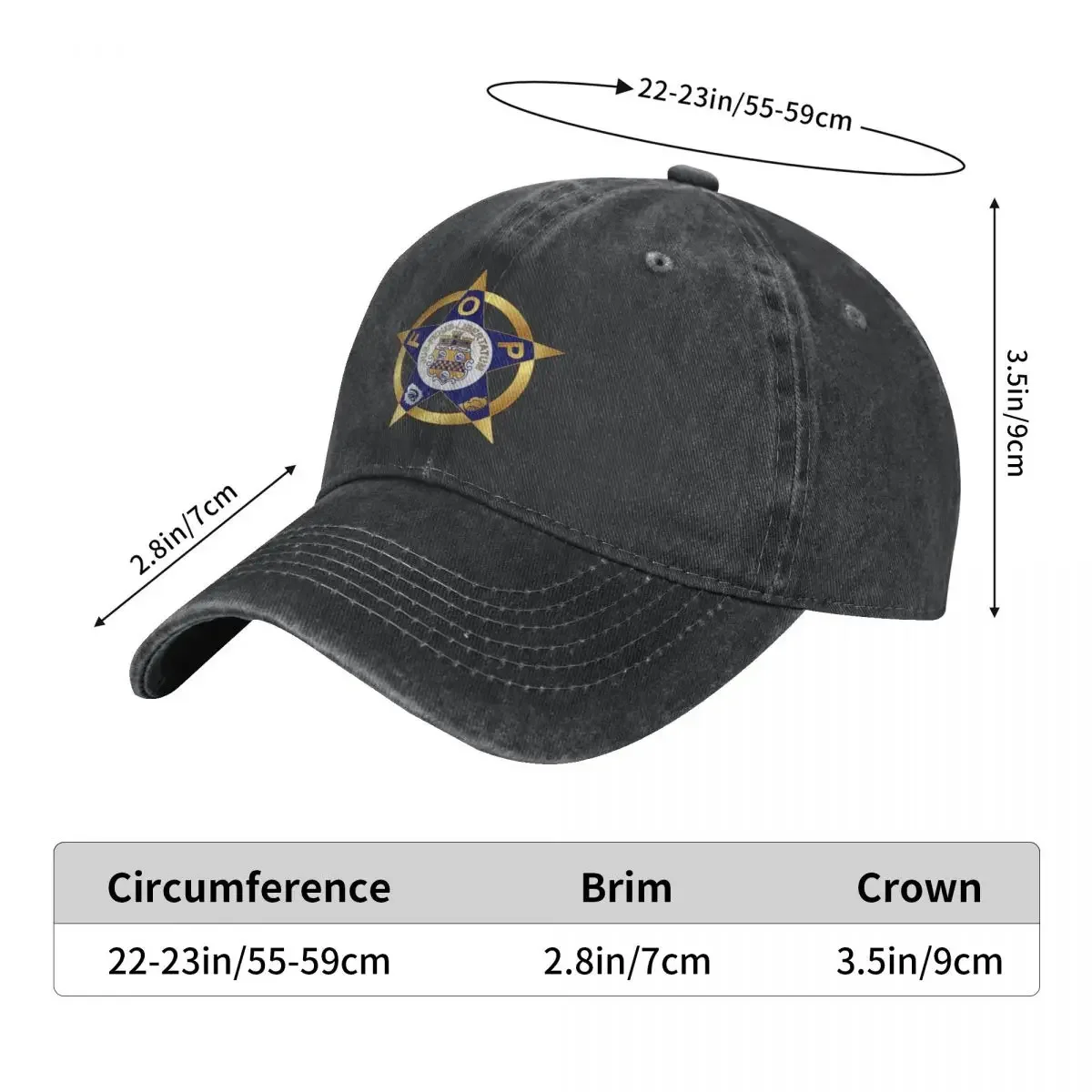FRATERNAL ORDER OF POLICE Denim Baseball Cap  Female Male Design Hip Hop Hats Summer Cool Tennis Skate Hot Sale Baseball Caps 5