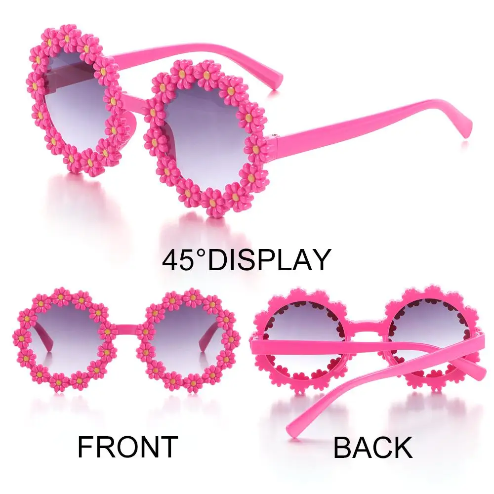 Simpatici occhiali da sole a margherita per bambini Occhiali da sole a fiori rotondi Occhiali da sole per bambini Protezione solare per esterni Festa estiva di moda_voghion.com