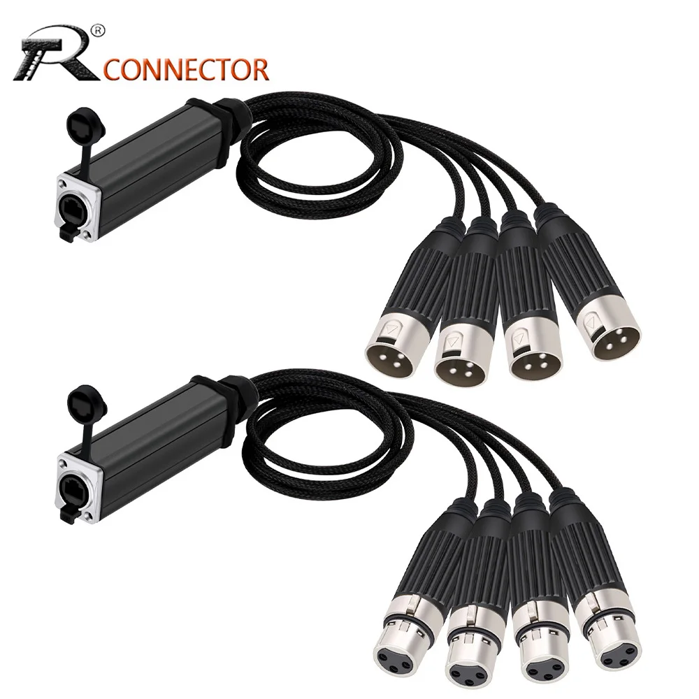 Conversor de Rede Feminino para Xlr Cabo Splitter para Iluminação de Palco Recording Studio Signal Extender Rj45 Canais 3pin Cat5