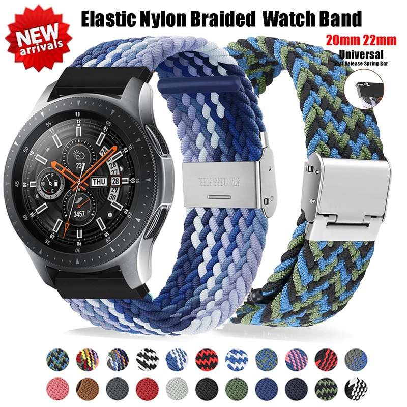 20mm 22mm Band For Samsung Galaxy Watch 4 Nylon Braided Solo Loop Strap